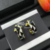 Exquisite Lady Drop Earrings Luxury Golden Triangle Earrings Eardrops Black White Earrings With Gift Box