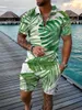 Hawaiian Polo Set Men Tracksuit sets Summer 3d Beach Outfits Polo Shirt Shorts 2pcs Sets Zipper Kokosboom Casual man Kleding 240513