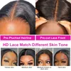Bob curto reto 13x4 transparente renda frontal hd peruca 200 densidade cabelos humanos pré -arrancados perucas 4x4 para mulheres negras