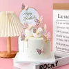 5st ljus Celebrity Paper Butterfly Cake Decoration Creative Baking Golden Stamping Card Insertion Birthday Party Decoration