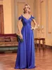 パーティードレスXuibolエレガントな青いサスペンダーイブニングドレス女性2024輝くAラインウェディングマキシガウンセクシーなスプリットバックレスリス