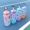 Garrafas de água garrafa de 2L de grande capacidade com marcador de tempo para jarros de fitness girl portátil esportes ginásio grande palha bpa grátis