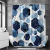 Rideaux de douche Blue Geométric Hexagonal imperméable Tabrics Bathroal Curtain de salle de bain avec crochets 180x200cm d'écran de bain Toilette