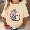 Mignon hedgehog tshirt kids anime y2k tops harajuku mode vêtements de fleurs courts manches caricatures caricatures boy girl 240511