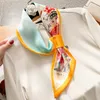 Luxury Spring Summer Ear Silk Scarf Women Randig Print Neckerchief Wrist Thandduk Korean Style Tie Bag Band Neck 2023 240428