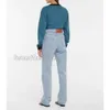 Designerin Frauen Jeans Ankunft High Wailstraße ausgehöhltes Patch Sticked Dekoration Casual Blue Straight Denim Hosen ausgehöhlt