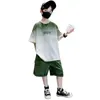 2024 Sommer Boys Girls Sets Korean High Street Fashion Kids T -Shirts Shorts 2 Stück Set Quality Childrens Sports Anzüge 240430