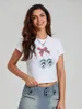 T-shirts pour femmes Tops d'été des femmes à manches courtes décontractées coure-cou arc disco ball imprimé t-shirts streetwear