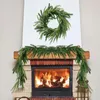 Decoratieve bloemen Faux Pine Garland Artificial Green voor deur realistische kerstslingerskamer ornamenten vakantie open haard mantel huis
