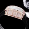 011-FM Flyback Chronograph Diamonds Mens Watch ETA 7750 Automatic Rose Gol Toneau Luxury Watches Sapphire Crystal Designer Wristwatch 3 couleurs