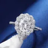 Anneaux de mariage tbcyd 3ct Ovale Cut% All Must Diamond Ring For Women S925 Silver Classic Sparkling Flower Engagement Q240511