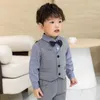 Pakken Japan Baby jongens 1 jaar verjaardagspak Prince Kids Vestbroek Bowtie Foto Jurk Kinderen Bruiloftsfeest Performance kostuum