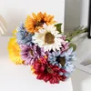 Dekoratif Çiçekler 5 PCS/Lot Renkli Ayçiçeği Yapay Çiçek İpek Krizyantem Ev Düğün Dekor Tablo Vazo Çiçek Düzenlemesi
