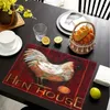 Table Mats 2pcs Placemat Rooster Patterned Mat All Season Autumn And Winter Pad Used For Party Kitchen Dining Decoration