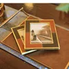 Frames en cuir Gold Po chambre à coucher table de lit de chevet de mariage anniversaire images frame de bureau décoration ornements vintage décoration intérieure