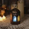 Titulares de vela pendurados tealight ferro preto metal criativo lâmpada marroquina de vidro Soporte Vela house decoração