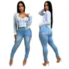 Kvinnors jeans 2024 Summer Women's High midja Slim Fit Drawstring Lace-up Cutout Seathough Fashion Holes Denim Byxor