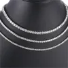 Hip Hop 16''-24'' White Gold Plated Necklace With 3Mm 0.1Ct VVS Moissanite Diamond Chain Tennis Fashion Jewelry