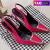 Damesontwerper Heels Dress Shoes with Box Avenue Patent Leather Slingback Pumps YS Sandalen Zwart Wit Lilac Ladies Fashion Classic Stiletto Heel Sandal