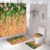 Занавески для душа 4 шт. Каменное стеновое окно цветочный занавес для ванной комнаты розовая бабочка