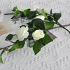 装飾的な花58cm人工3ヘッド小さなお茶ローズホームデコレーションポグラルプロップのための花柄のシルクの花