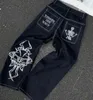 Jeans masculin Baggy décontractée Ligne large Men Street Retro Hip Hop Print Trend Fashion Black High-Waist Jean Y2K Vêtements