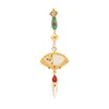 Broches imitation hetian jade rétro style cheongsam lappet pendentif fan cour tassel han vêtements chinois high-und