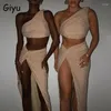 Arbeitskleider Giyu sexy 2 -teiliges Set 2024 Glitter Sparkle Club Party Frauen Sets Weste Bodycon Split Long Rock Ruch Two Outfit