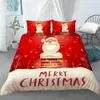 Ensembles de literie 2024 Santa Claus Christmas Set 2 / 3pcs Couvre de couverture d'oreiller Twin Coubit complet Coup de lit Kids Luxury Home Textile