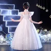 Классные длинные белые цветочные платья 2024 Jewel Neck с кружевным аппликационным платье с шариком.