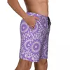 Men's Shorts Bathing Suit Lavender Board Summer Purple And White Casual Beach Man Design Surfing Quick Dry Swimming Trunks