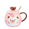 Tasses in coréen mignon ours couronne en céramique personnalité personnalité créative tendance café caricot animal tasse