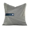 Couvercle d'oreiller bleu gris rayé PU maison décoration canapé canapé