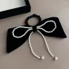 Clip per capelli eleganti bowknot clip perle in tessuto fiocchi per donne nastro oversize a corda barrettes accessori