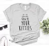 T-shirt feminina Mostre-me sua camiseta de impressão de gatos gatos mulheres casuais algodão tops regulares confortáveis vintage simples e amigável à pele TS Y240509