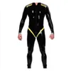 100% латекс-резиновый костюм Schwarz Catsuit Compuit Общий Zentai Zipper 0,4 мм S-XXL Cosplay, костюмы маскарадного костюма