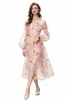409 XXL 2024 Milan Runway Dress Spring Summer Summer Long Sleeve Pink Yellow Brand نفس نمط الفستان النسائي فستان عالي الجودة