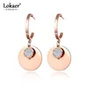 Stud Earrings Trendy Stainless Steel Drilling Disc Bohemia Clay Shiny Rhinestone Creative Jewelry For Women E19104