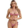 Swimwwear Femmes Sexy Sexy One-Piece Lace-Up Bikini MAINTORS NO TALDDING BRA HALTER AVEC TONGS PARTIE DE BAILLE À LA PISCATE