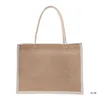 Shopping Bags Jute Tote Burlap Handbag Reusable Beach Grocery Bag With Handle Large Capacity