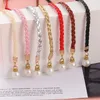 Belts Women Simple PU Leather Belt Fashion Solid Weave Waist Rope With Pearl Thin Skirt Decorative Coat Sweater Strap 2024