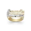 DIY LIGO DIY Nome gravado com duas cores Anéis de nome personalizado anel de aço inoxidável anel artesanal Nome de duas cores anéis de ouro 240430