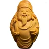 Figurine decorative boxwood 6 cm 8 cm ricchezza dio scultura in legno intaglio fortunato pendente di buddha statue decorazioni per la casa