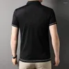 Magliette da uomo uomini 50% camicia in cotone top collare per maniche corta per estate in tessuto dobby business ufficio casual abbigliamento di moda maschio maschio