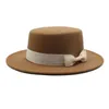 Wełniany czapkę wełniany czapkę jesień i zimowy czarny vintage dżentelmen angielski styl płaski akcesoria na scenie top hat