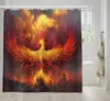Duschgardiner fantasi phoenix röd eld brinnande stigande mystiska djur fågeltillbehör bad