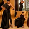 Taille plus africain sexy noire de saut de combinaison robes de bal appliques paillettes une épaule super-écarts robes de soirée avec des costumes de pantalon robe de fête 205e