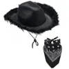 Berets Cowgirl Costume Set for Bachelorettes Party Cowboy Hat Print Bandanas Women Bridal Shower Fedoras Nightclub Suit