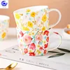 Tazze da 250 ml di tazza di caffè a microonde Valica Ceramica creativa Ceramica Europea Cartoon Flower Pattern Graduation Misura