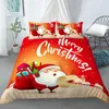 Ensembles de literie 2024 Santa Claus Christmas Set 2 / 3pcs Couvre de couverture d'oreiller Twin Coubit complet Coup de lit Kids Luxury Home Textile